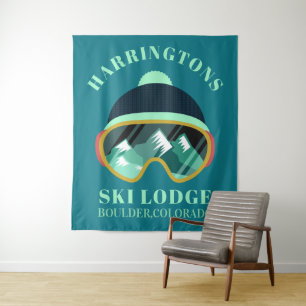 Custom Name & Location Ski Mask Tapestry