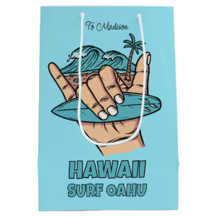 Custom Name & Location Surf Shaka Medium Gift Bag