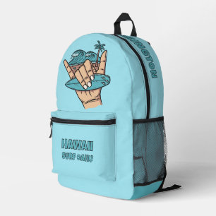 Custom Name & Location Surf Shaka Printed Backpack