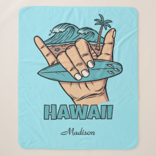 Custom Name & Location Surf Shaka Sherpa Blanket