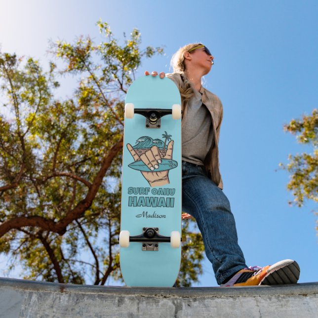 Custom Name & Location Surf Shaka Skateboard (Outdoor 1)