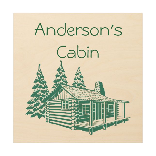 Custom Name Log Cabin Camp Summer Home Wall Plaque Wood Wall Art (Front)