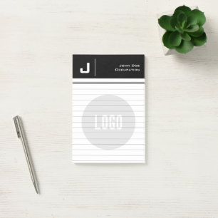 Custom Name & Logo Clean Simple Minimalist Black Post-it Notes