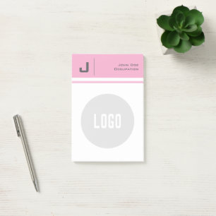 Custom Name & Logo Clean Simple Minimalist Pink Post-it Notes
