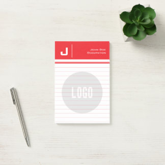 Custom Name & Logo Clean Simple Minimalist Red Post-it Notes