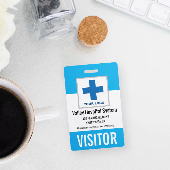 Custom Name &amp; Logo Hospital Visitor Pass ID Badge | Zazzle