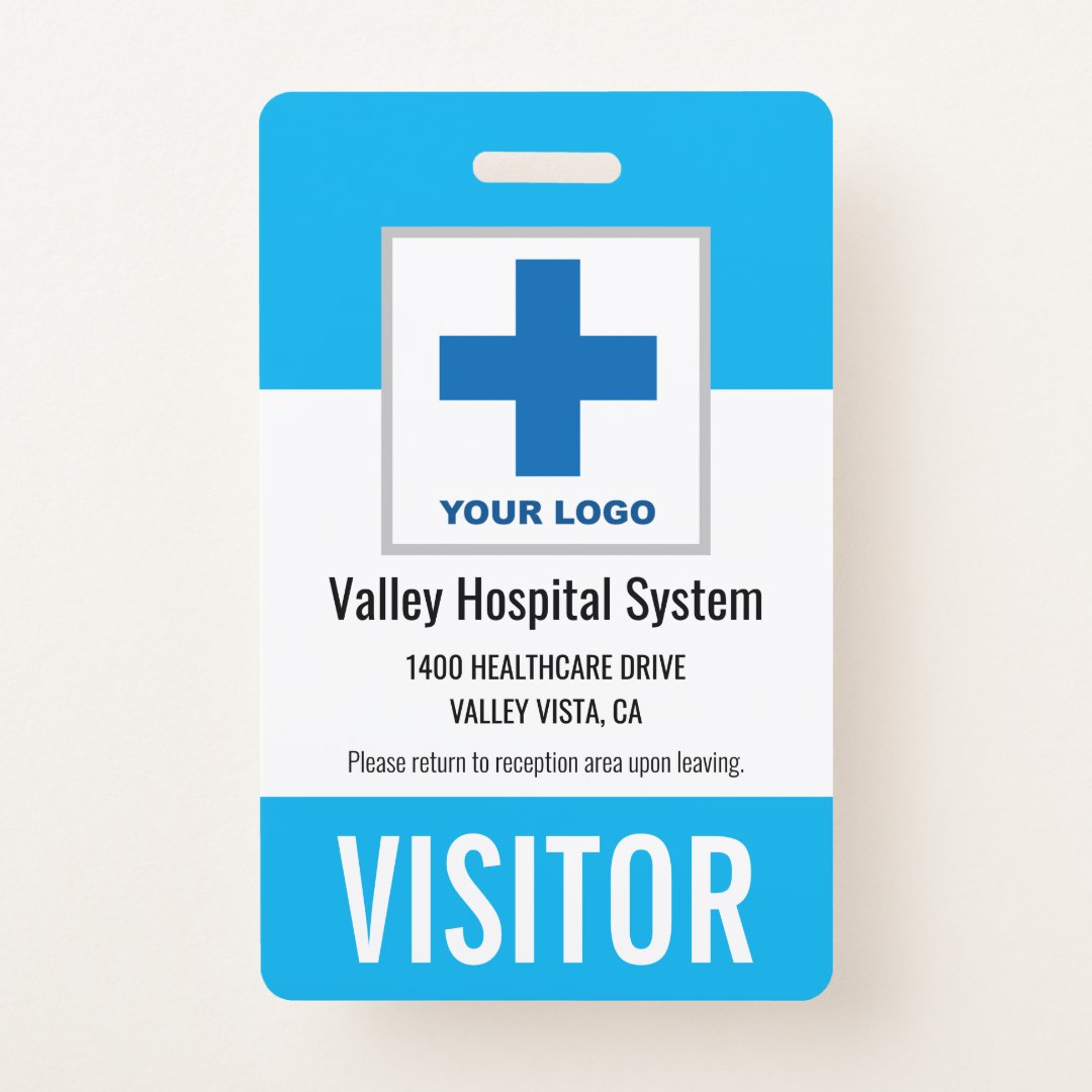 Custom Name & Logo Hospital Visitor Pass ID Badge | Zazzle