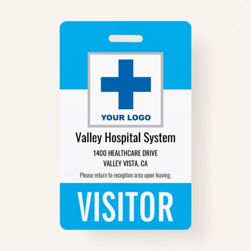 Custom Name &amp; Logo Hospital Visitor Pass ID Badge | Zazzle
