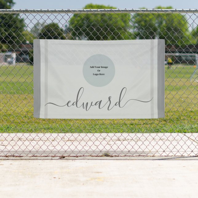 Custom Name & Logo Simple Gray Banner (Insitu)