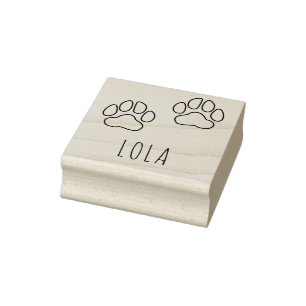 Custom Name Lola Paw Print Outline Stamp