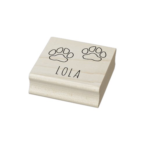 Custom Name Lola Paw Print Outline Stamp