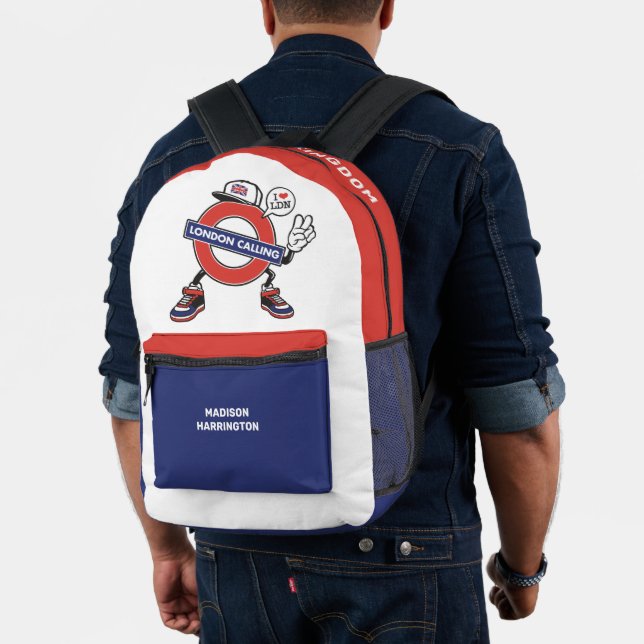 Custom Name London Calling Printed Backpack (Insitu (Model))