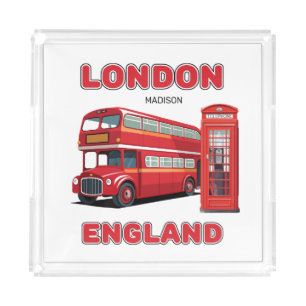 Custom Name London England Acrylic Tray
