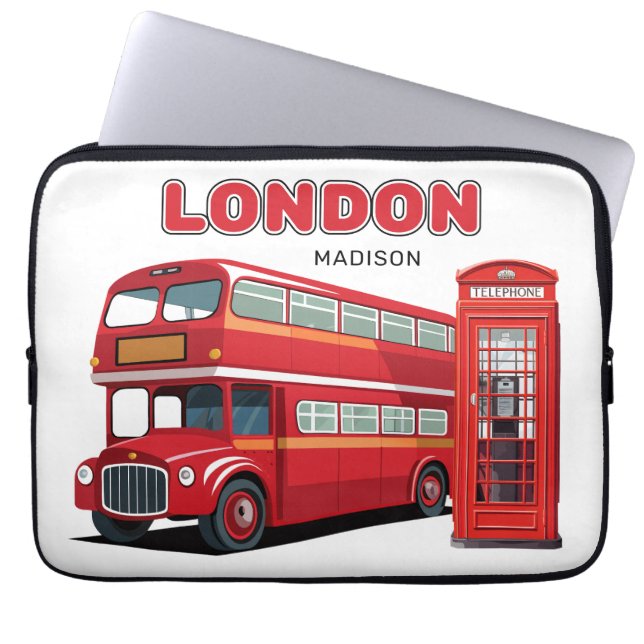 Custom Name London England Laptop Sleeve (Front)