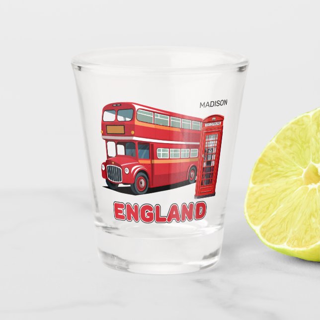 Custom Name London England Shot Glass (Front)