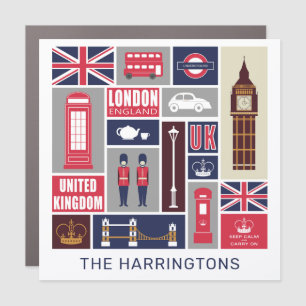 Custom Name London UK Icons Car Magnet