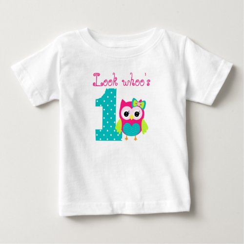 Custom name Look whoos one Owl birthday Baby T_Shirt