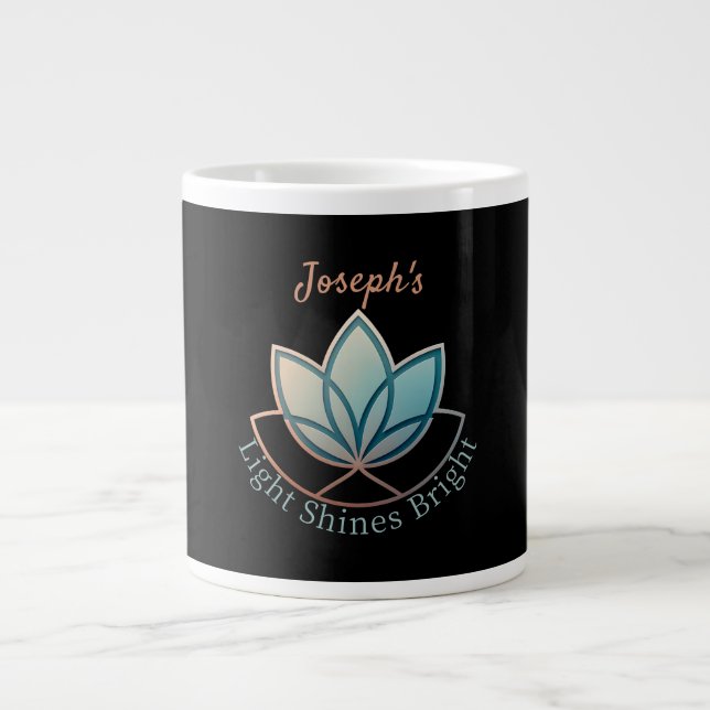 Custom Name Lotus - [NAME] Shines Bright Giant Coffee Mug (Front)