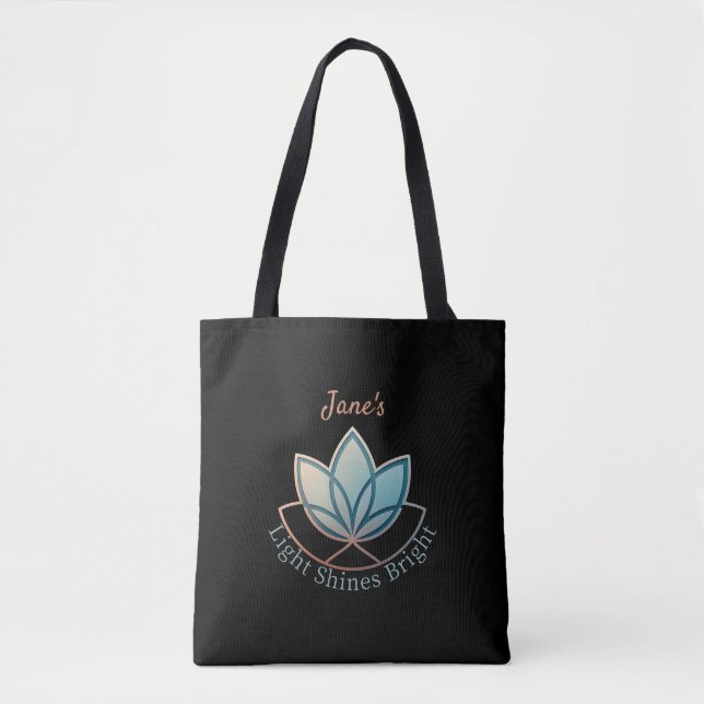 Custom Name Lotus Tote - [NAME] Shines Bright  (Front)