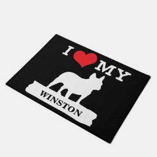 Custom Name Love French Bulldog Welcome Doormat