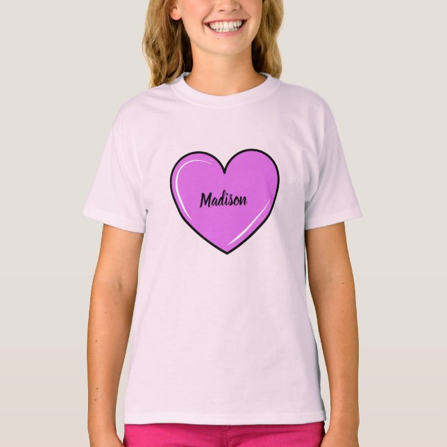 Custom Name Love Heart T-Shirt (Front)
