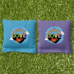 Custom Name "Love Is Love" Cornhole Bags