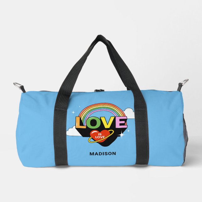 Custom Name "Love Is Love" Duffle Bag (Front)