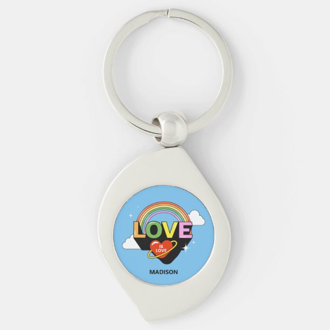 Custom Name "Love Is Love" Keychain (Front)