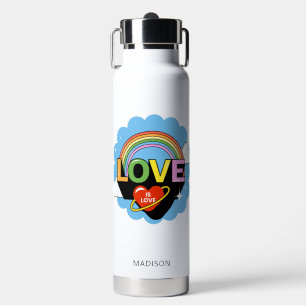 Custom Name "Love Is Love" Water Bottle