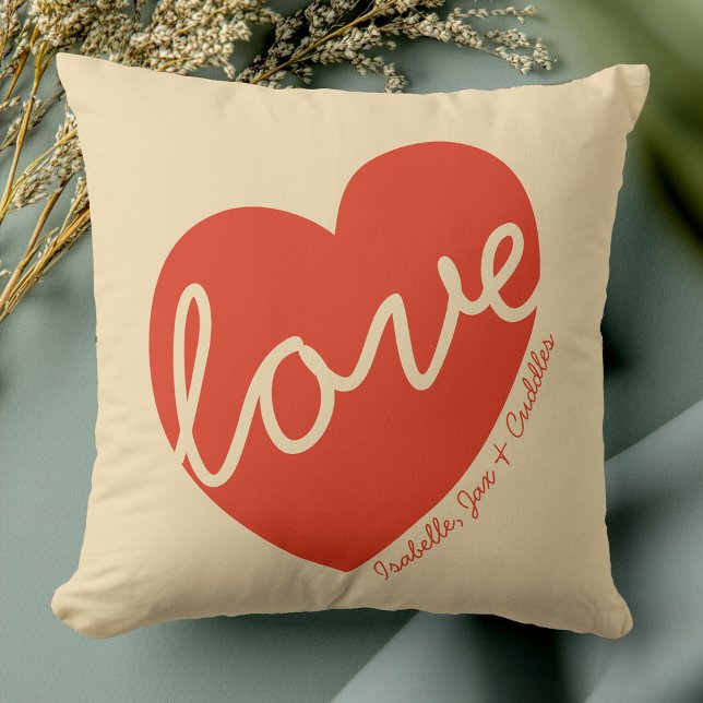 Custom Name Love Modern Cute Mother's Day Heart Throw Pillow (Creator Uploaded)