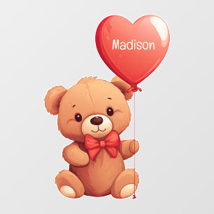 Custom Name Love Teddy Wall Decal