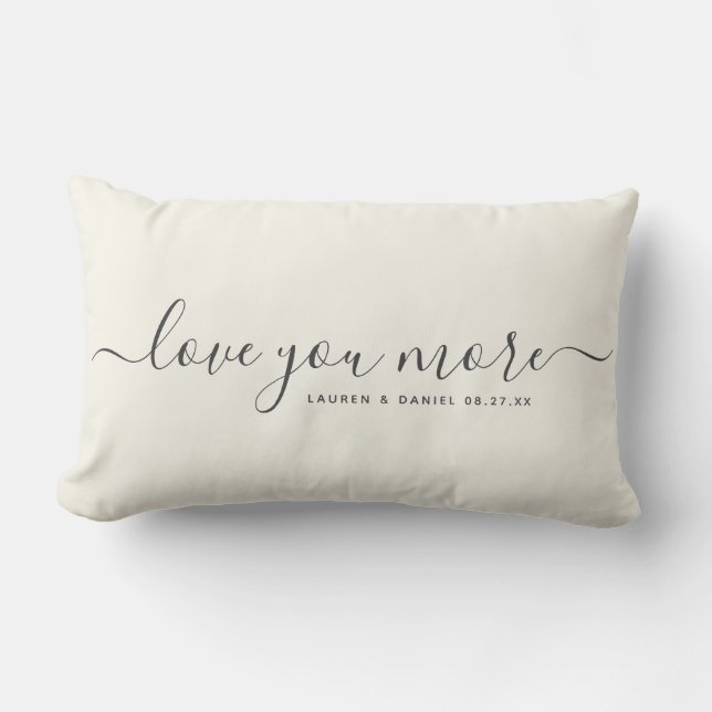 Custom Name Love you More Valentine's Day Newlywed Lumbar Pillow (Front)