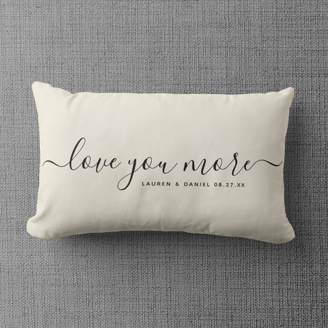 Custom Name Love you More Valentine's Day Newlywed Lumbar Pillow (Creator Uploaded)