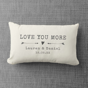 Custom Name Love you More Valentine's Day Newlywed Lumbar Pillow
