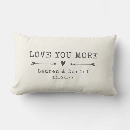 Custom Name Love you More Valentines Day Newlywed Lumbar Pillow