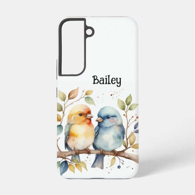 Custom Name Lovebirds Wildlife Nature Animal Art Samsung Galaxy Case (Back)