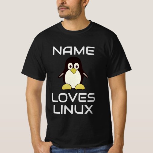 Custom Name loves Linux  T_Shirt