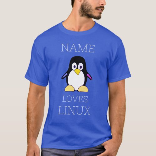 Custom Name loves Linux  T_Shirt