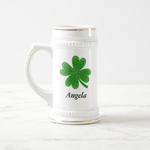 Custom Name Lucky 4 Leaf Clover St. Patrick's Day Beer Stein