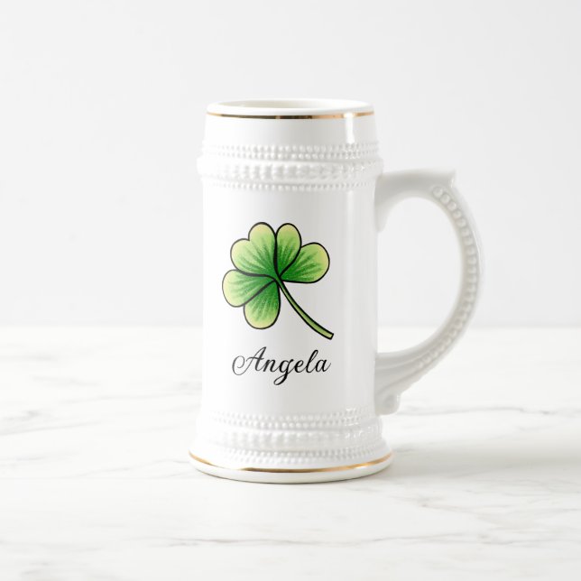 Custom Name Lucky Clover St. Patrick's Day Beer Stein (Right)