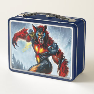 Custom Name Lunch Box, Colorful WereWolf Halloween Metal Lunch Box