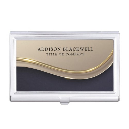 Custom Name Luxury Black Gold Business Card Case