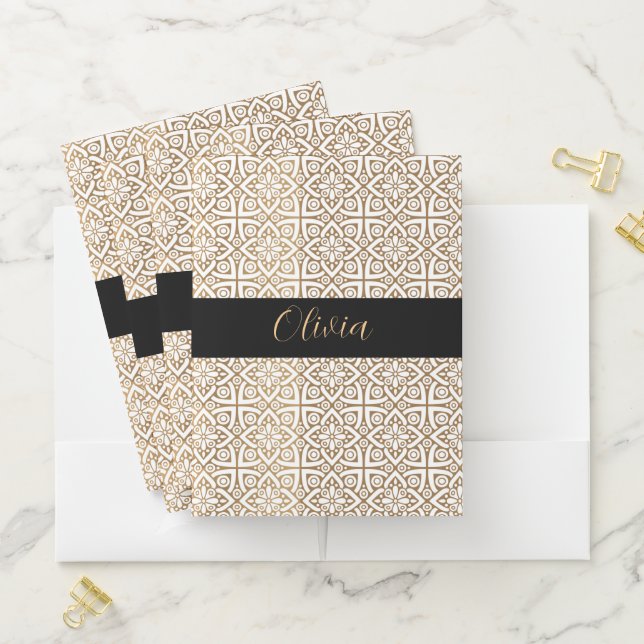 Custom Name Luxury Gold Arabic Islamic Elegant Pocket Folder (In Situ)