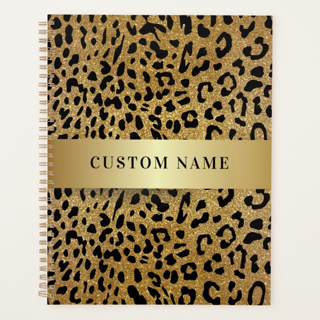 Custom Name Luxury Leopard Animal Print Planner (Front)