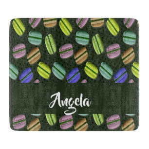 Custom name macaron pattern cutting board