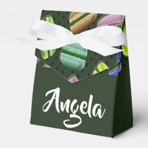 Custom name macaron pattern favor boxes