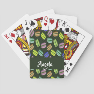Custom name macaron pattern poker cards