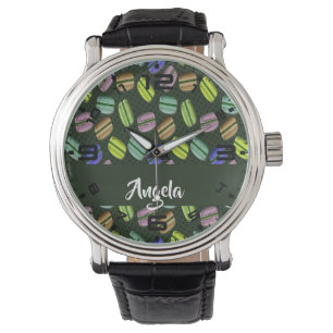 Custom name macaron pattern watch