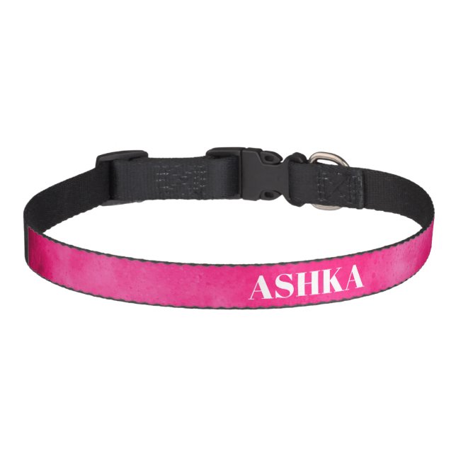 Custom Name Magenta Cloud Effect  Dog Collar (Front)