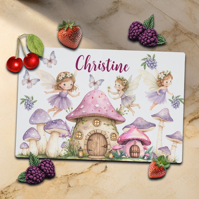 Custom Name Magic Fairies Pink Mushrooms Placemat (Creator Uploaded)